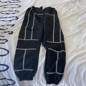 Black reflective cargo pants